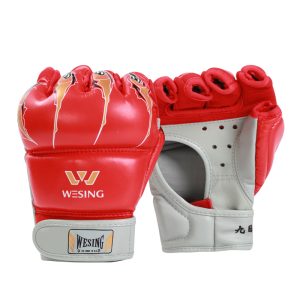 Wesing Muay Thai Sparring MMA Gloves Mitts Half Fingers Boxing Gloves Thick For Fighting Black Blue Red Martial Arts Gear
